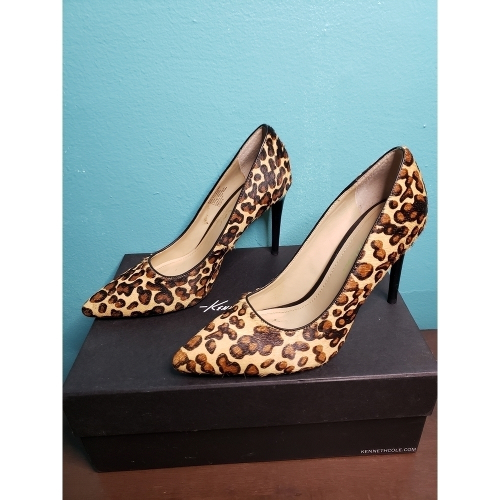 Kenneth Cole Bon-Together Leopard Calfhair Heels Size 6.5 - Picture 11 of 11